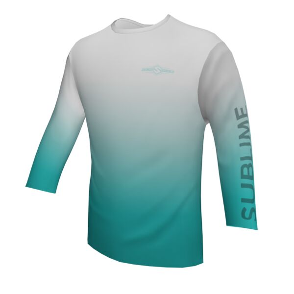 Performance Long Sleeve Shirt - Faded - White/Teal Thumbnail