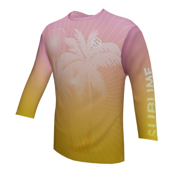 Performance Long Sleeve Shirt - Tropical - Pink/Gold Thumbnail
